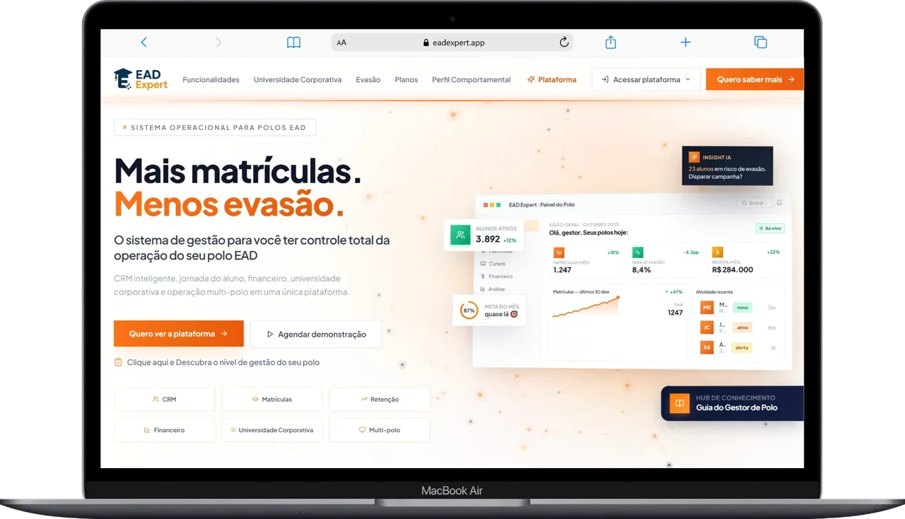 Mockup do sistema Educação e Operação EAD
